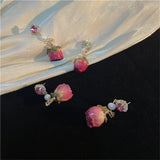 Retro Natural Real Flower Eternal Flower Earrings Niche