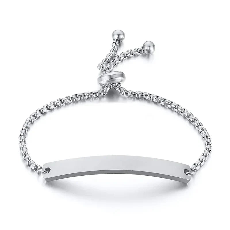 Personalize Baby Name Bracelet Figaro Chain Smooth Bangle