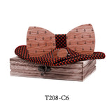 Adjustable Walnut Wooden Bow Tie For Men Pocket