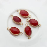 Natural Stone Charms Facet Oval Shape Double Hole