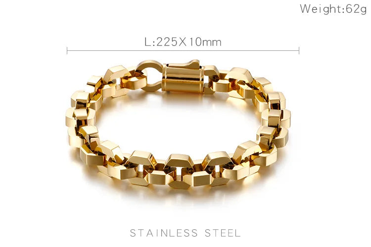 10MM Black S Gold Color Stainless Steel Checkered