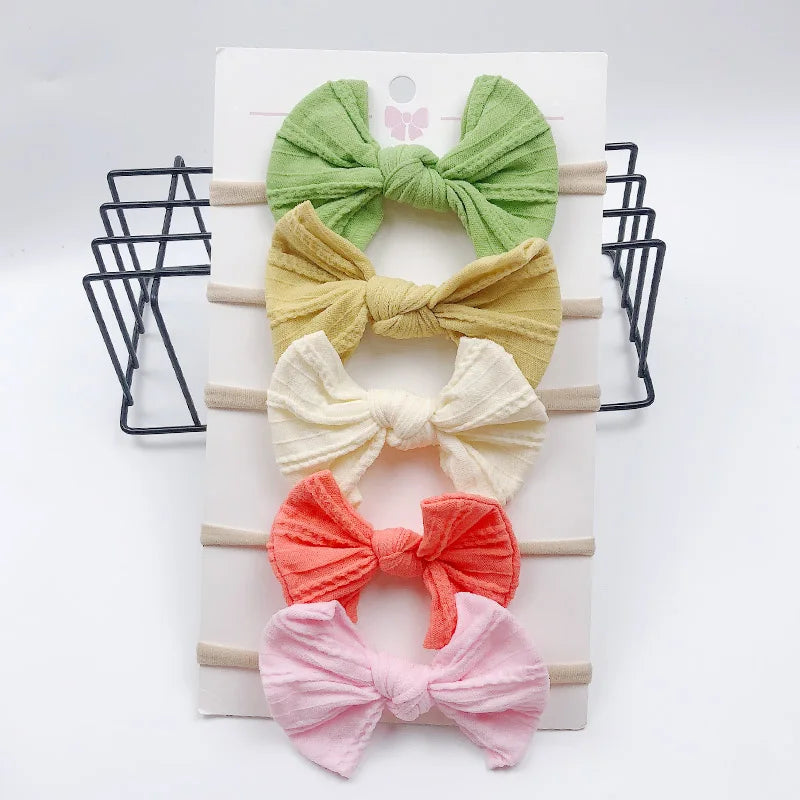 5pcs/Set Bowknot Elastic Hairband Baby Princess Christmas Day