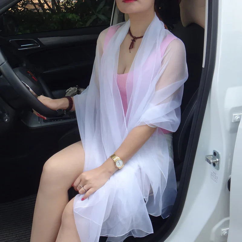 Korean Solid Color Transparent Sexy Thin Chiffon Beach