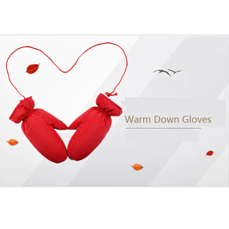 Unisex winter autumn down gloves waterproof outdoor cycling gloves for man solid color gloves for women children ‘s  down gloves