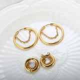 2PC /Set Stainless Steel Small Hoop Earrings for