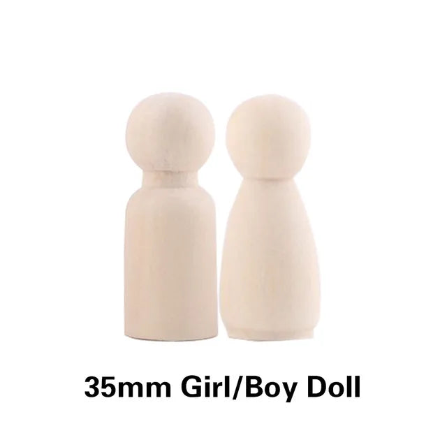 Wooden Doll Peg Baby Teether DIY Color Painting