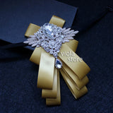 Elegant Gorgeous Diamond Ribbon Bowtie Men Wedding Suit