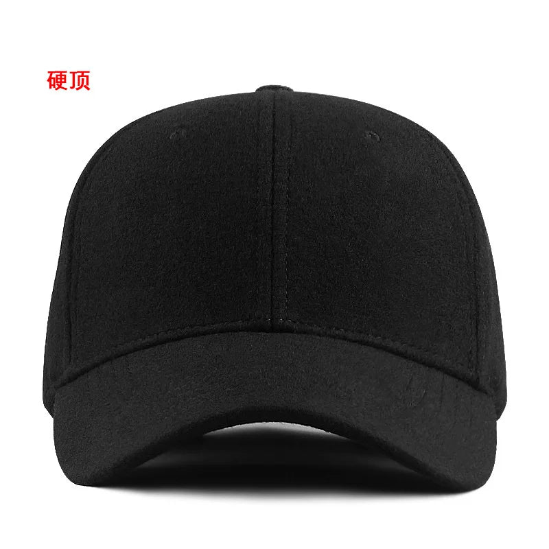Male Winter large size felt baseball cap big