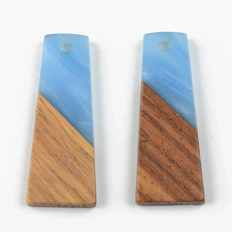 10PCS Trapezoid Earrings Accessories Natural Wood & Resin