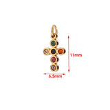 5pcs Stainless Steel Mini Cross Charms Cubic Zirconia