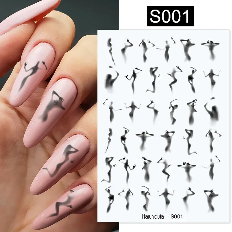 Purple Marble Nails Stickers Smoke Design Manicure Decals