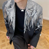 IEFB Heavy Craft Embroidery Sequin Trend Casual Men's