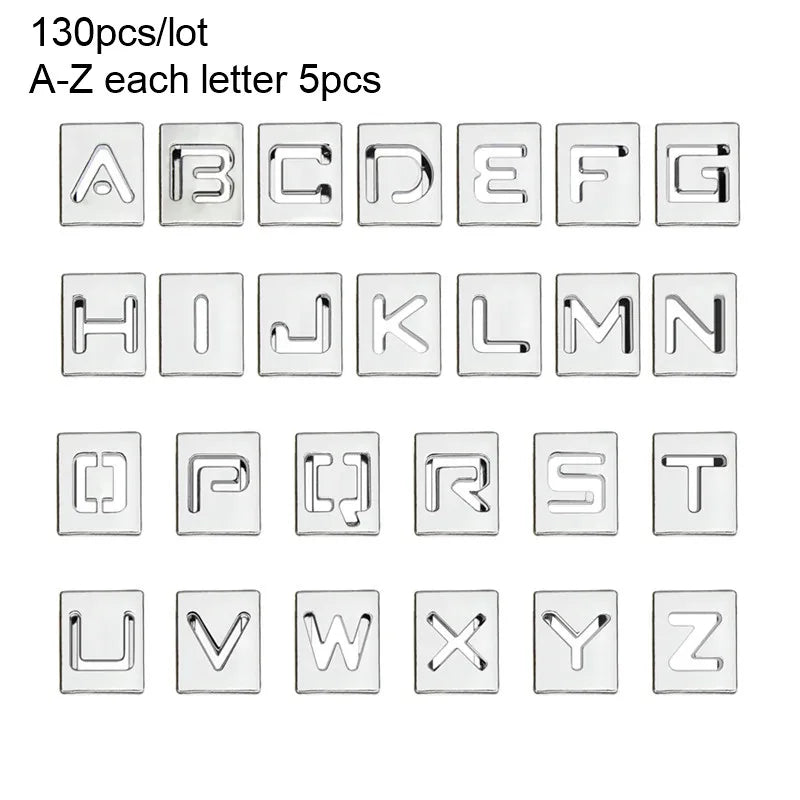 Wholesale 130pcslot 8mm AZ Rhinestone Sliders Letters Slide