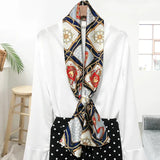 Choice Long Small Women Silk Scarf Tie Decorated
