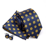 Mens Jacquard Tie Cravat Cufflinks Set Luxury Necktie