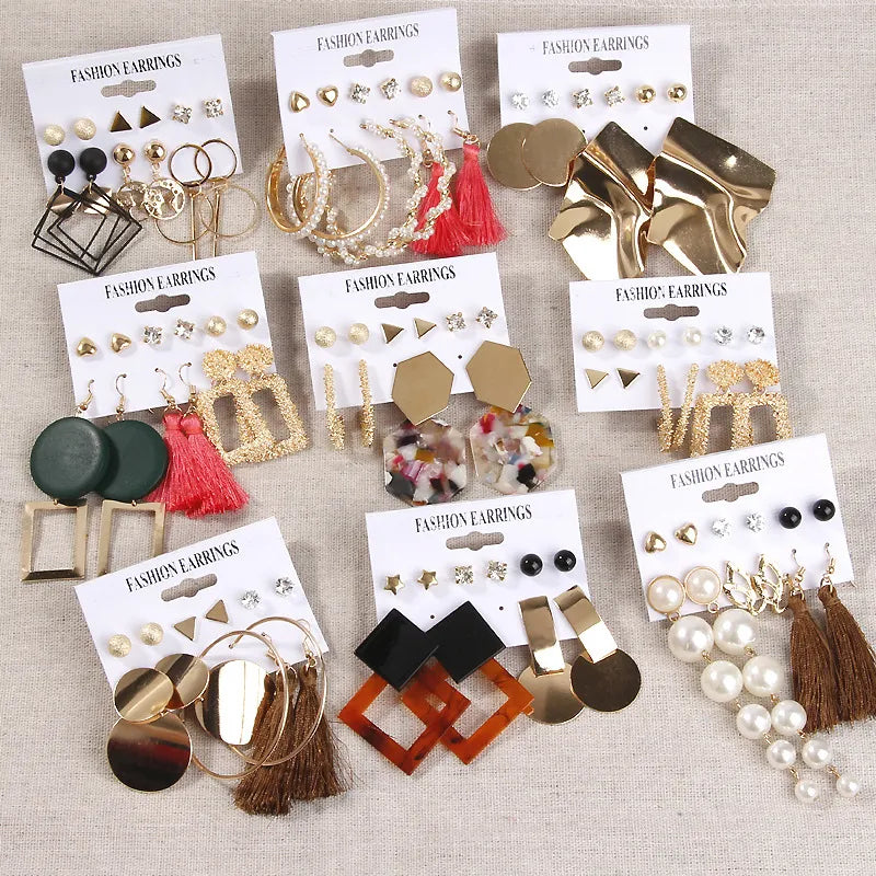 LATS Women's Earrings Set Tassel Pearl Earrings for