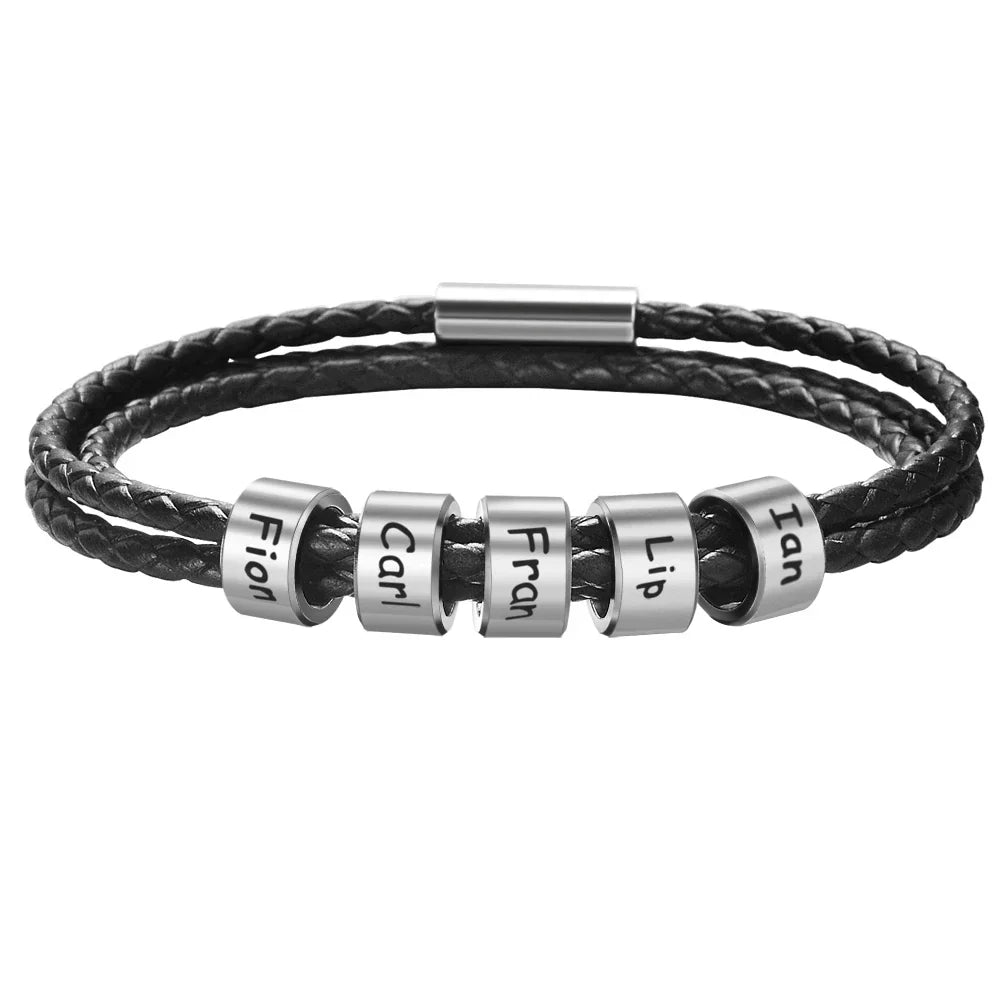 Custom Family Names Bracelet for Men Personalized Braided
