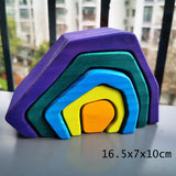 Montessori Wooden Toys Elemental Rainbow Stacking Blocks /Unpaint