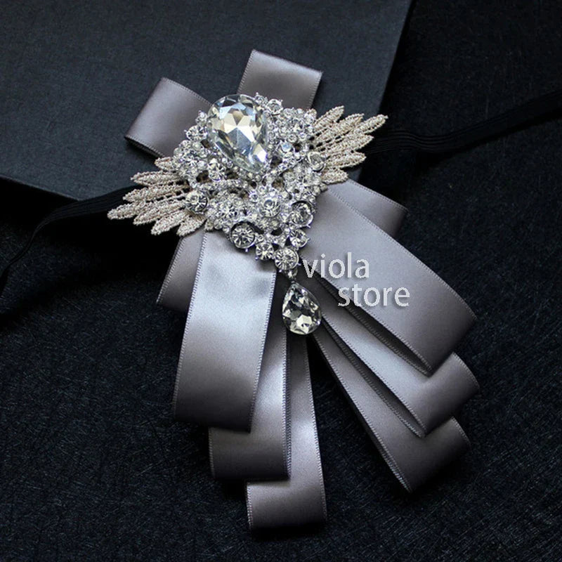 Elegant Gorgeous Diamond Ribbon Bowtie Men Wedding Suit