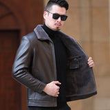 YXL-222 Leather Jacket Men's Fur One Casual Thickened