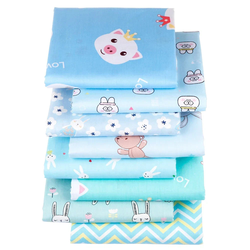 Blue Cartoon Printed Fabric Cotton Twill Cloth for