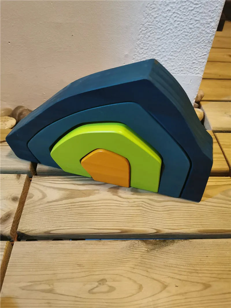 Montessori Wooden Toys Elemental Rainbow Stacking Blocks /Unpaint