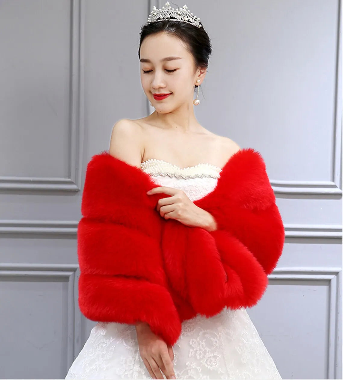 High Quality Faux Fur Wedding Shawl Soft Thick