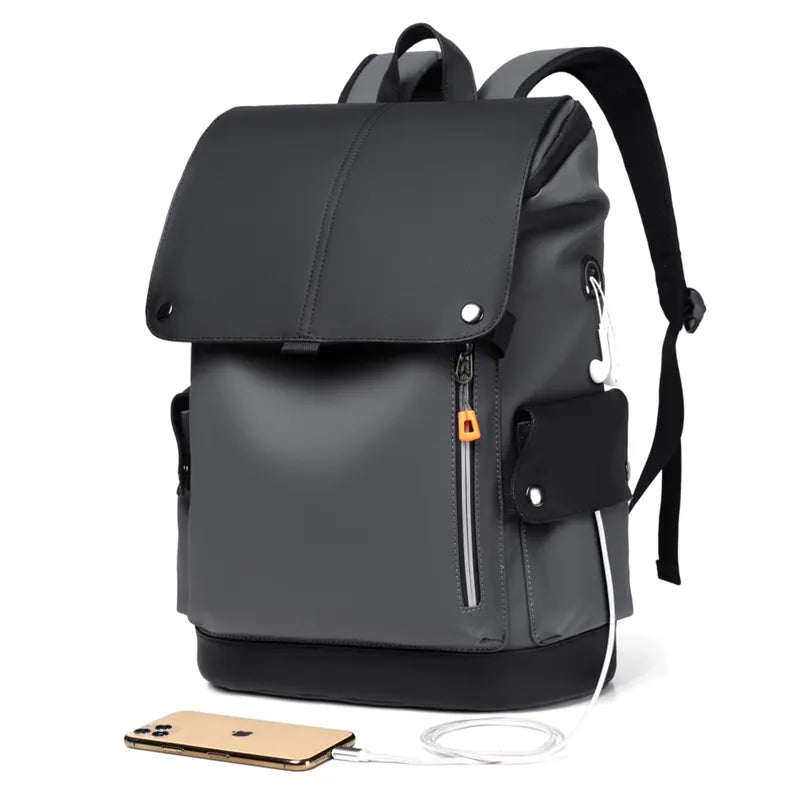 High Quality PU Leather Waterproof Men's Laptop Backpack