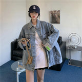 High Street Fashion Oversized Denim Jacket Women Korean