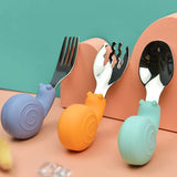 Hippo Snail Whale Silicone Baby Spoon and Fork