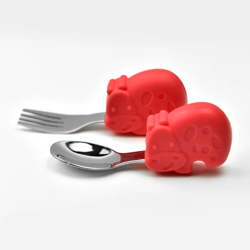 Hippo Snail Whale Silicone Baby Spoon and Fork