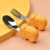 Hippo Snail Whale Silicone Baby Spoon and Fork