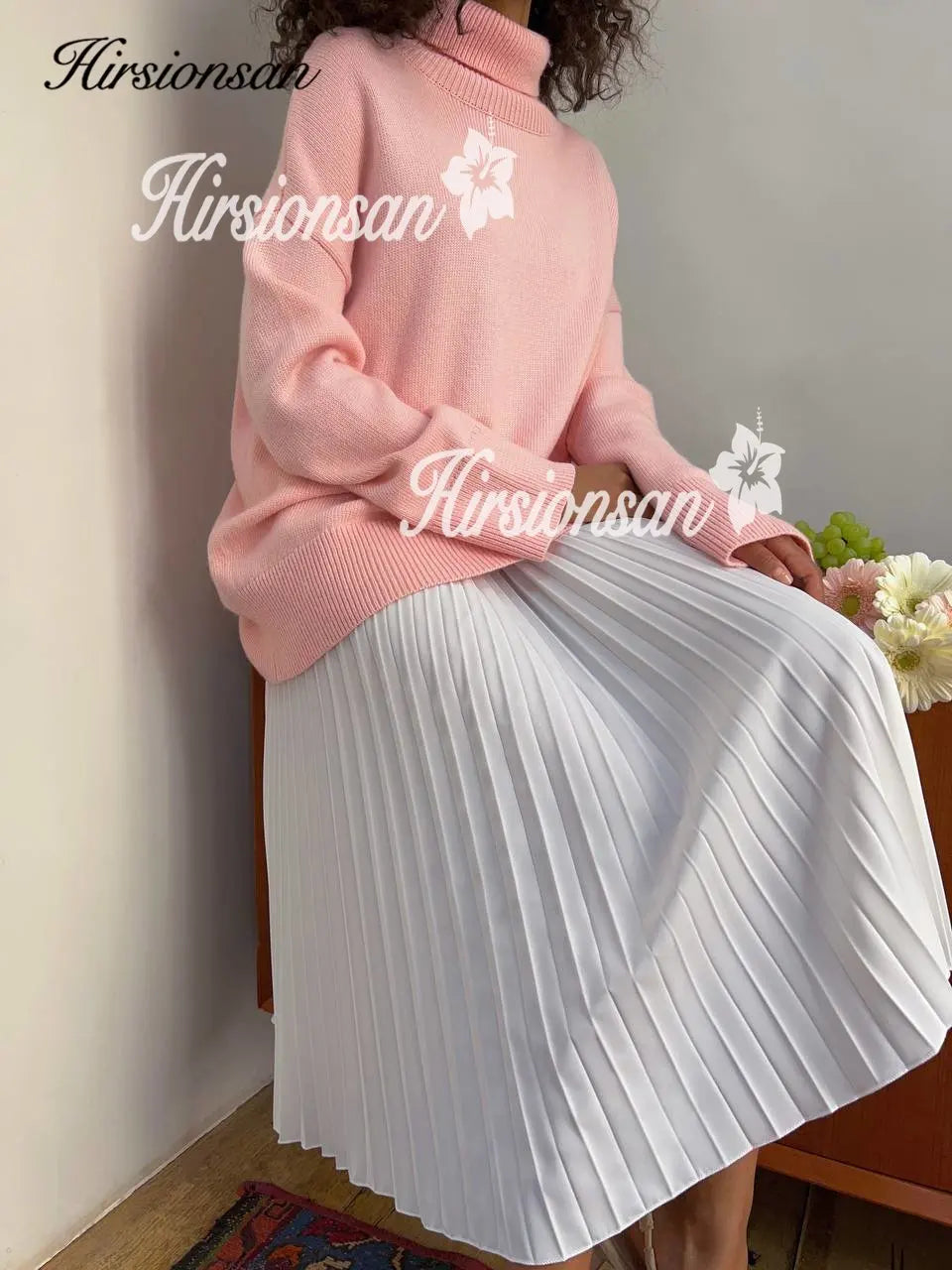 Hirsionsan Pleated Skirts Women 2023 Autumn New Korean