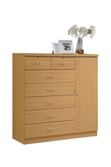 Hodedah 7-Drawer Dresser with Side Cabinet equipped