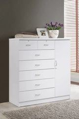 Hodedah 7-Drawer Dresser with Side Cabinet equipped