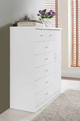Hodedah 7-Drawer Dresser with Side Cabinet equipped