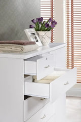 Hodedah 7-Drawer Dresser with Side Cabinet equipped
