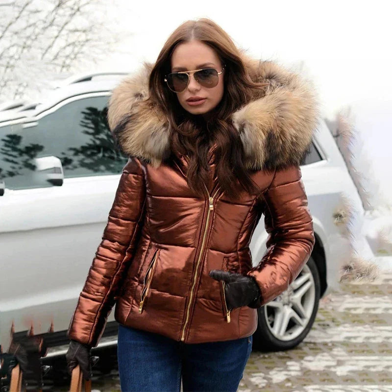 Hooded Fur Collar Jackets and Coats Winter Women