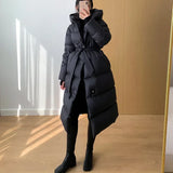 Hooded Long Down Coats Women Thickened Warm Parkas