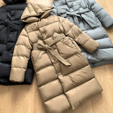 Hooded Long Down Coats Women Thickened Warm Parkas