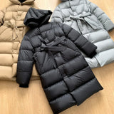 Hooded Long Down Coats Women Thickened Warm Parkas