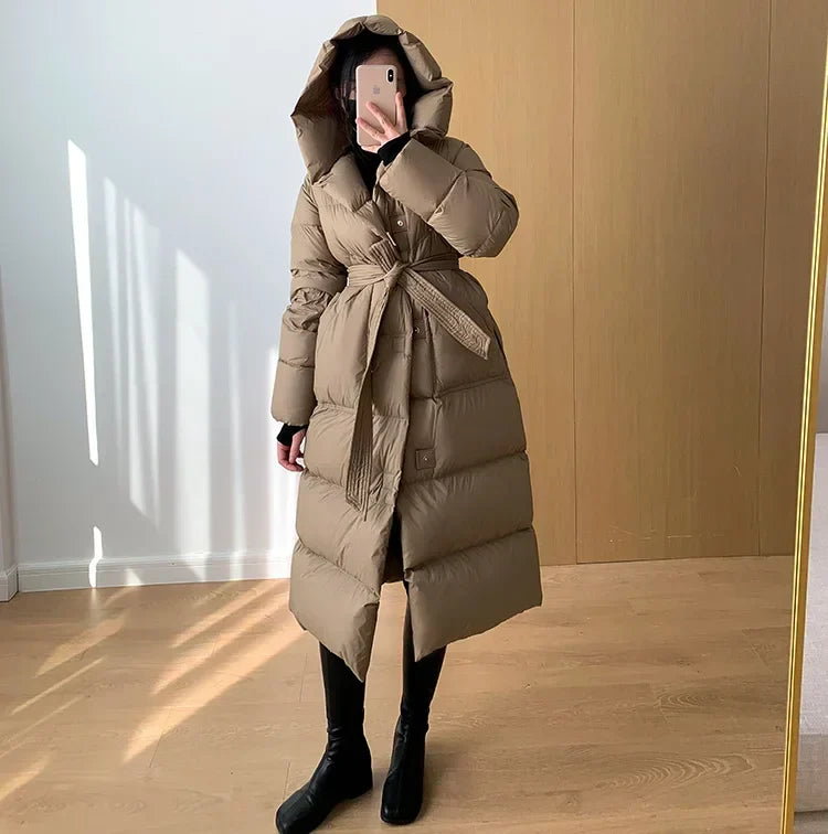 Hooded Long Down Coats Women Thickened Warm Parkas