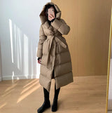 Hooded Long Down Coats Women Thickened Warm Parkas