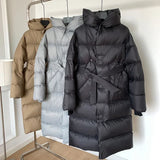Hooded Long Down Coats Women Thickened Warm Parkas