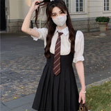 Hot Girl College Style JK Uniform Puff Sleeves