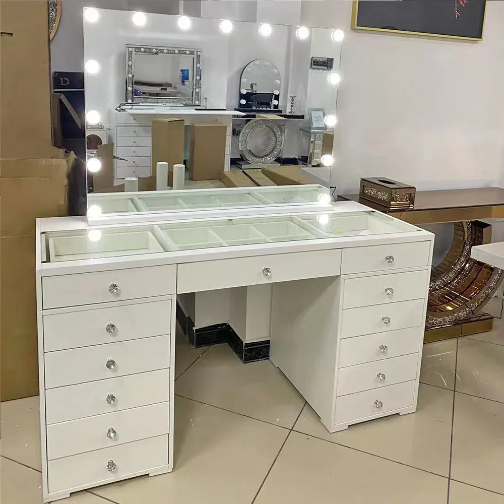 Hot Sale Contemporary Crushed Diamond Mirrored Furniture Vanity