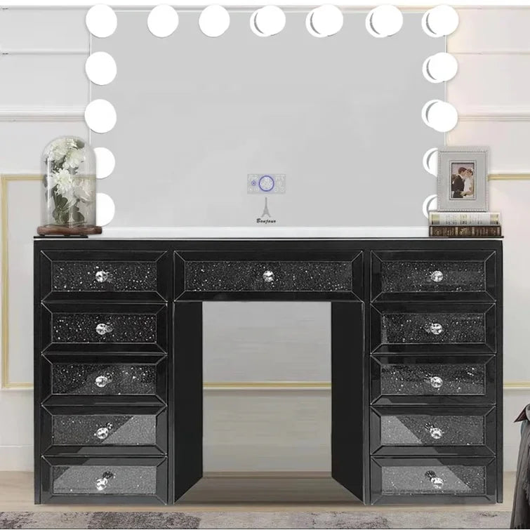 Hot Sale Contemporary Crushed Diamond Mirrored Furniture Vanity