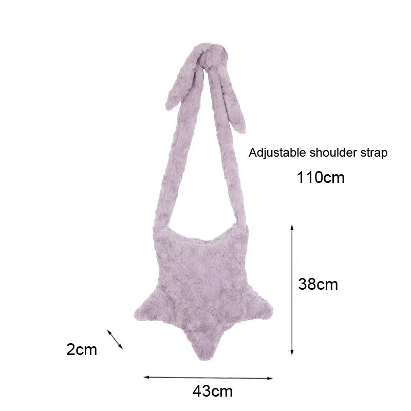 Hylhexyr Star Shape Soft Plush Messenger Bag Candy