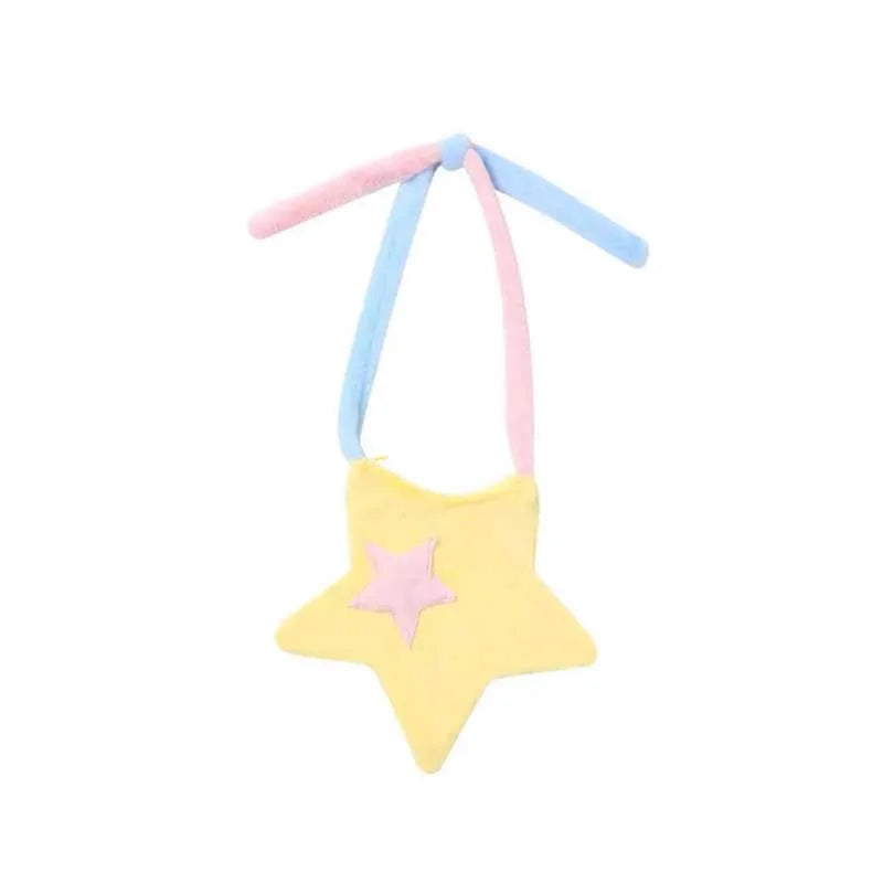 Hylhexyr Star Shape Soft Plush Messenger Bag Candy
