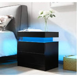 I-aplus Bedside Table with 2 Drawers, LED Nightstand